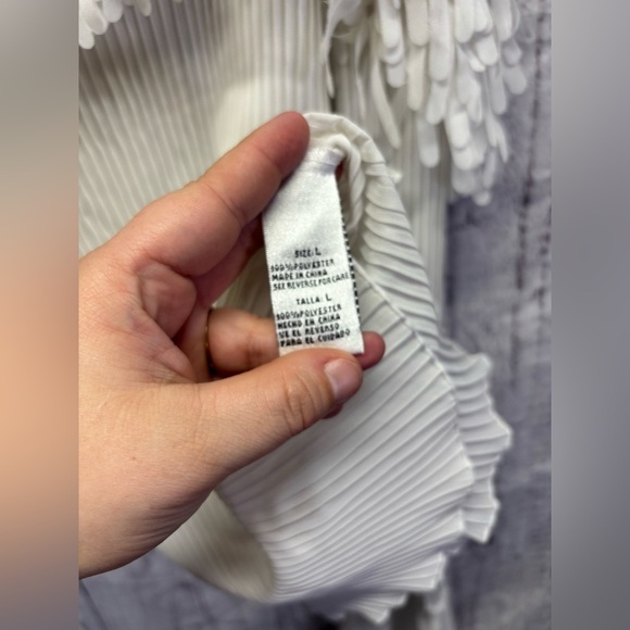 Kaelyn Max Vintage Fringe Off The Shoulder Chiffon Long Sleeve Large - Picture 4 of 5